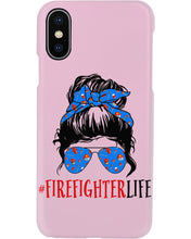 Load image into Gallery viewer, Firefighter Make You Life Safe Lady With Blue Ribbonhead Gift For Women Phone case
