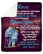 Load image into Gallery viewer, Custom Name Husband David Gift For Wife rose All I Want Is You Sherpa Blanket
