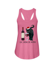 Load image into Gallery viewer, Cat Drink And Be Merry Meaningful Gift For Women Ladies Flowy Tank
