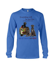 Load image into Gallery viewer, Everything Will Be Just Fine As Long As There Are Great Dane And Wine Gift For Dog Lovers Unisex Long Sleeve
