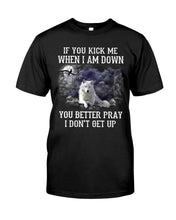 Load image into Gallery viewer, If You Kick Me When I'm Down You Better pray I Don't Get Up Guys Tee
