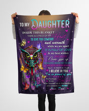 Load image into Gallery viewer, Owl Dreamcatcher Dad Gift For Daughter Believe In Yourself Fleece Blanket
