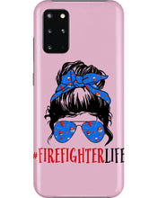 Load image into Gallery viewer, Firefighter Make You Life Safe Lady With Blue Ribbonhead Gift For Women Phone case
