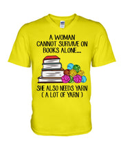 Load image into Gallery viewer, A Woman Cannot Survive On Book Alone She Also Needs Yarn Trending Guys V-Neck
