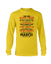 Load image into Gallery viewer, This Girl Has Fought A Thousand This Girl Was Born In March Unisex Long Sleeve
