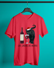 Load image into Gallery viewer, Cat Drink And Be Merry Meaningful Gift For Women Guys V-Neck
