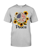 Load image into Gallery viewer, Peace Sign Sunflower Birthday Gift For Girls Guys Tee
