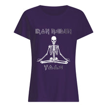 Load image into Gallery viewer, Yoga Iron Skeleton Dark Blue Background Gift For Men Ladies Tee
