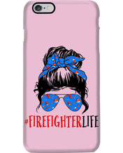 Load image into Gallery viewer, Firefighter Make You Life Safe Lady With Blue Ribbonhead Gift For Women Phone case
