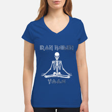 Load image into Gallery viewer, Yoga Iron Skeleton Dark Blue Background Gift For Men Ladies V-Neck
