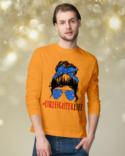 Load image into Gallery viewer, Firefighter Make You Life Safe Lady With Blue Ribbonhead Gift For Women Unisex Long Sleeve
