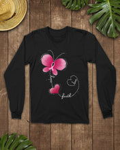 Load image into Gallery viewer, Butterfly Faith Breast Cancer Awareness Meaningful Gift Unisex Long Sleeve
