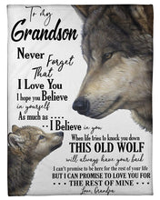 Load image into Gallery viewer, Grandpa Gift For Grandson Never Forget That I Love You Fleece Blanket
