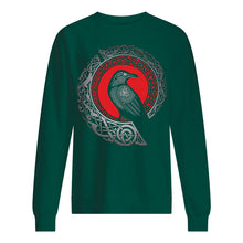 Load image into Gallery viewer, Raven Viking Culture Celtic Design Gray And Red Sweatshirt
