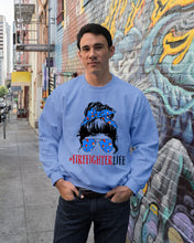 Load image into Gallery viewer, Firefighter Make You Life Safe Lady With Blue Ribbonhead Gift For Women Sweatshirt
