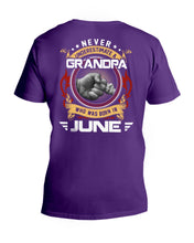 Load image into Gallery viewer, Never Underestimate   A June  Grandpa Trending For Birthday Gift Guys V-Neck
