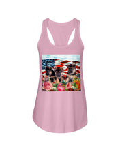 Load image into Gallery viewer, American Flag Sky Flower German Shepherd Gift For Dog Lovers Ladies Flowy Tank

