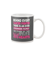 Load image into Gallery viewer, Behind Every Breast Cancer Fighter There Is An Even Stronger Family Mug
