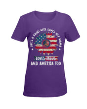 Load image into Gallery viewer, Good Girl Loves Her Mama Loves Jesus and America Too Design Ladies Tee
