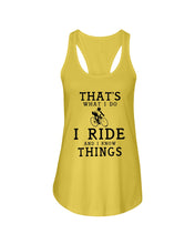 Load image into Gallery viewer, That's What  I Do I Ride And I Know Things Custom Design Ladies Flowy Tank

