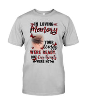 Load image into Gallery viewer, Gift For Angel Dad Red Butterflies Your Wings Were Ready Guys Tee
