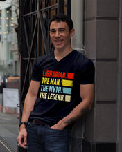 Load image into Gallery viewer, Vintage Funny Librarian The Man The Myth The Legend Gift For Friends Guys V-Neck
