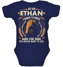 Load image into Gallery viewer, Custom Name Gift I Have Three Sides As An Ethan Baby Onesie
