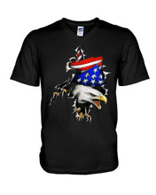 Load image into Gallery viewer, Eagle Giant Scratch USA Flag Gift For Women Guys V-Neck
