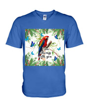Load image into Gallery viewer, Scarlet Macaw With Butterflies I Am Always With You Gift For Lover Guys V-Neck
