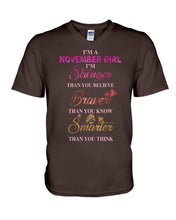 Load image into Gallery viewer, Birthday Gift For November Girl I'm Smarter Than You Think Guys V-Neck
