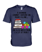 Load image into Gallery viewer, A Woman Cannot Survive On Book Alone She Also Needs Yarn Trending Guys V-Neck
