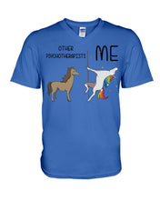 Load image into Gallery viewer, Funny Difference Between Me And Other Psychotherapists Unicorn And Horse Guys V-Neck
