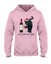 Load image into Gallery viewer, Cat Drink And Be Merry Meaningful Gift For Women Hoodie
