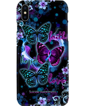 Load image into Gallery viewer, Purple Phone Case With Butterfly Faith Hope Love Suicide Awareness Gift Phone case
