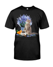 Load image into Gallery viewer, Cat With Coffee Is The Satisfaction Gift For Cat Lovers Guys Tee
