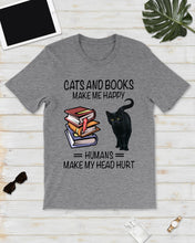 Load image into Gallery viewer, Cats And Books Make Me Happy - Cats And Books Lovers Gifts Guys Tee
