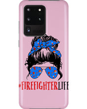 Load image into Gallery viewer, Firefighter Make You Life Safe Lady With Blue Ribbonhead Gift For Women Phone case
