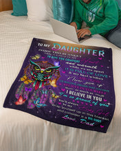 Load image into Gallery viewer, Owl Dreamcatcher Dad Gift For Daughter Believe In Yourself Fleece Blanket
