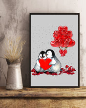 Load image into Gallery viewer, Penguin Forever Love With Red Heart Balloon Gift For Penguin Lovers Vertical Poster
