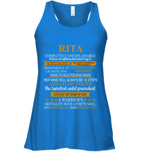 Load image into Gallery viewer, Rita Custom Name Gift A Warrior's Mentality With A Poet's Soul Ladies Flowy Tank

