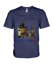 Load image into Gallery viewer, Everything Will Be Just Fine As Long As There Are Great Dane And Wine Gift For Dog Lovers Guys V-Neck
