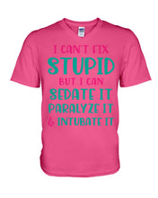 Load image into Gallery viewer, I Can't Fix Stupid But I An Sadate It Gift For Girls Guys V-Neck
