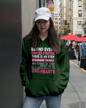 Load image into Gallery viewer, Behind Every Breast Cancer Fighter There Is An Even Stronger Family Hoodie
