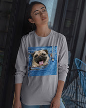 Load image into Gallery viewer, baby Pug In Denim Pocket Gift For Dog Lovers Unisex Long Sleeve
