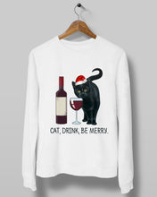 Load image into Gallery viewer, Cat Drink And Be Merry Meaningful Gift For Women Sweatshirt
