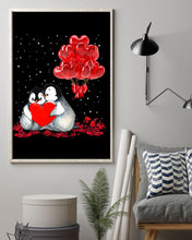 Load image into Gallery viewer, Penguin Forever Love With Red Heart Balloon Gift For Penguin Lovers Vertical Poster
