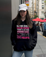 Load image into Gallery viewer, Behind Every Breast Cancer Fighter There Is An Even Stronger Family Hoodie
