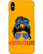 Load image into Gallery viewer, Firefighter Make You Life Safe Lady With Blue Ribbonhead Gift For Women Phone case
