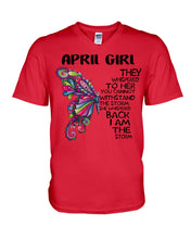 Load image into Gallery viewer, Birthday Gift For April Girl They Whispered To Her - I'm The Storm Guys V-Neck
