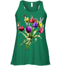 Load image into Gallery viewer, Vintage Funny Donkey With Tulip Trending For Donkey Lovers Ladies Flowy Tank
